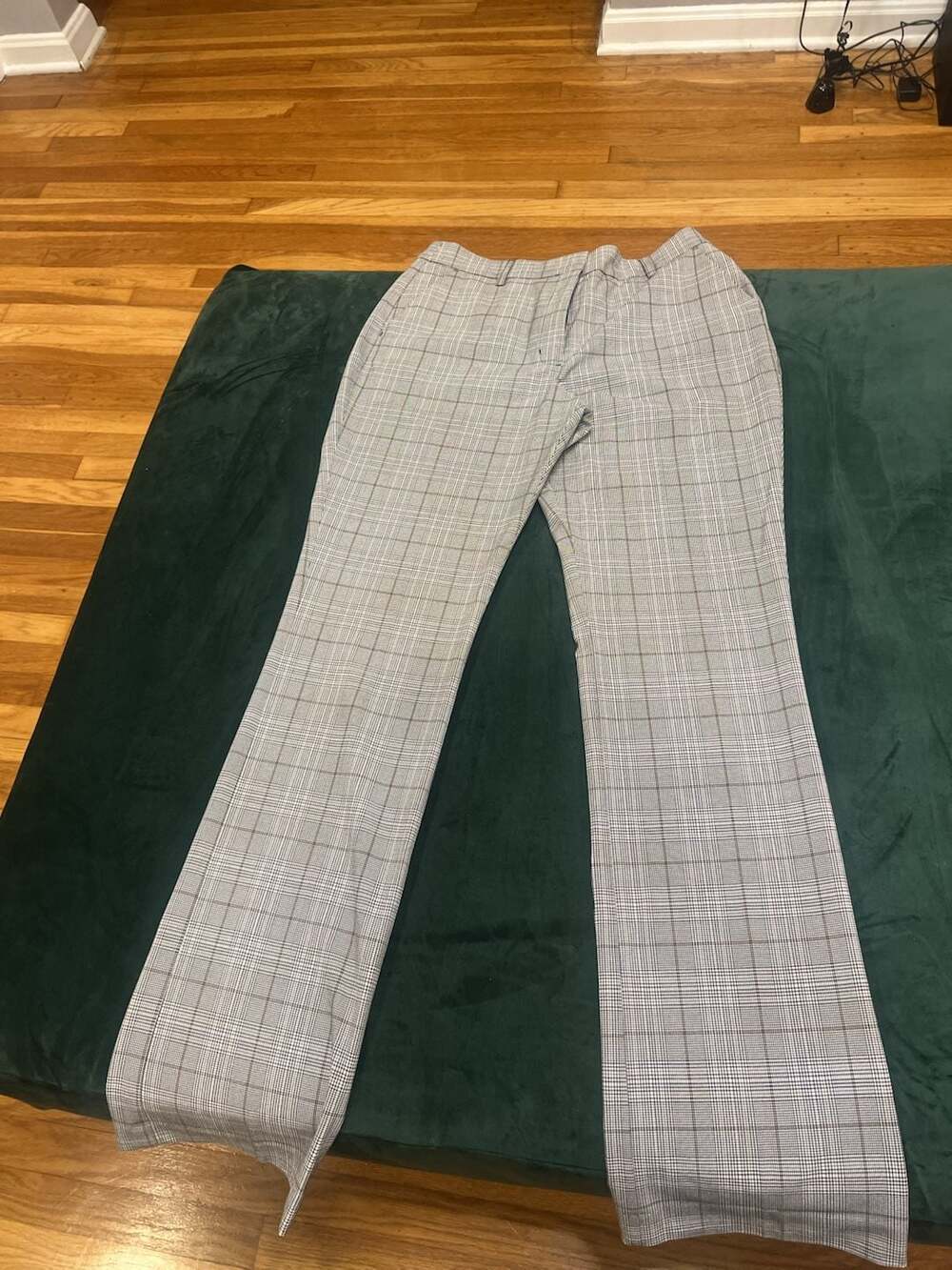 Express Editor Plaid Mid-Rise Bootcut Dress Pants